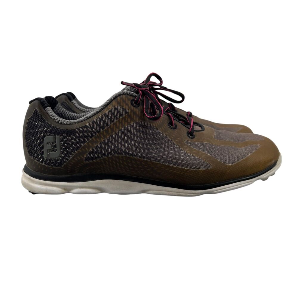 FootJoy Womens 8.5 Golf Shoes Brown Gray emPower Spikeless Cleats Lace Up 98003